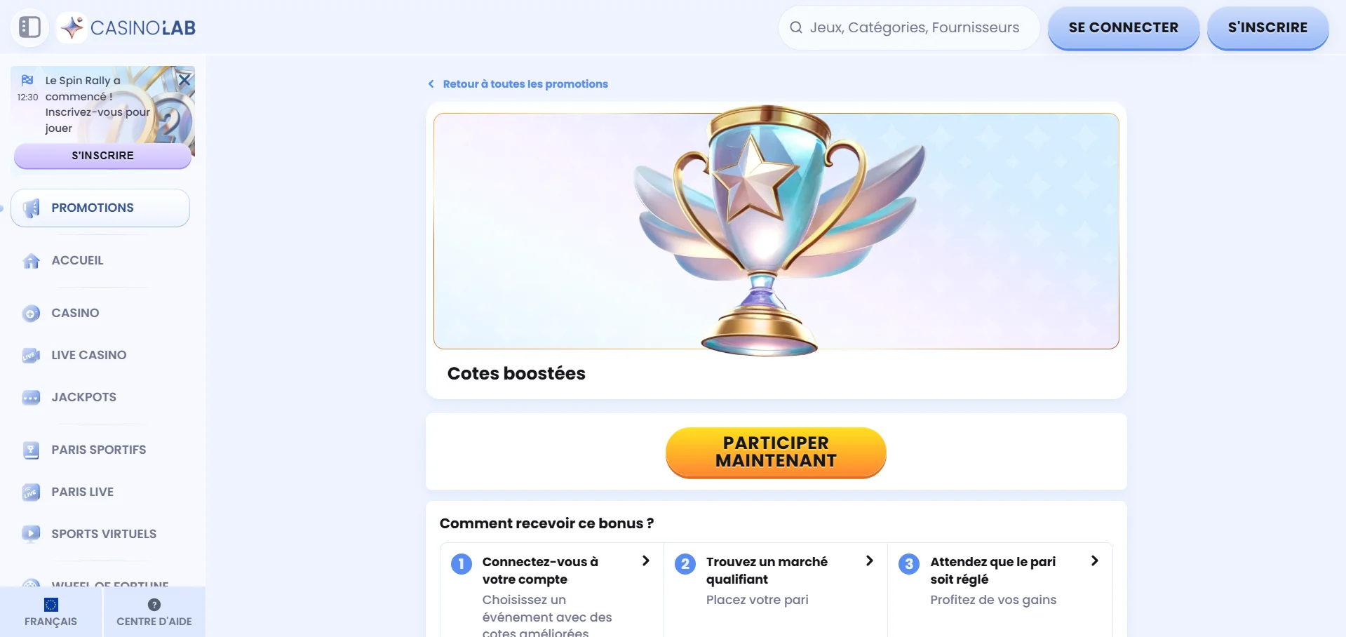 Lab Casino : code promo