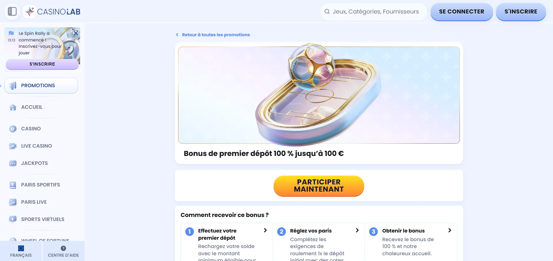 Lab casino en ligne bonus sans dépôt